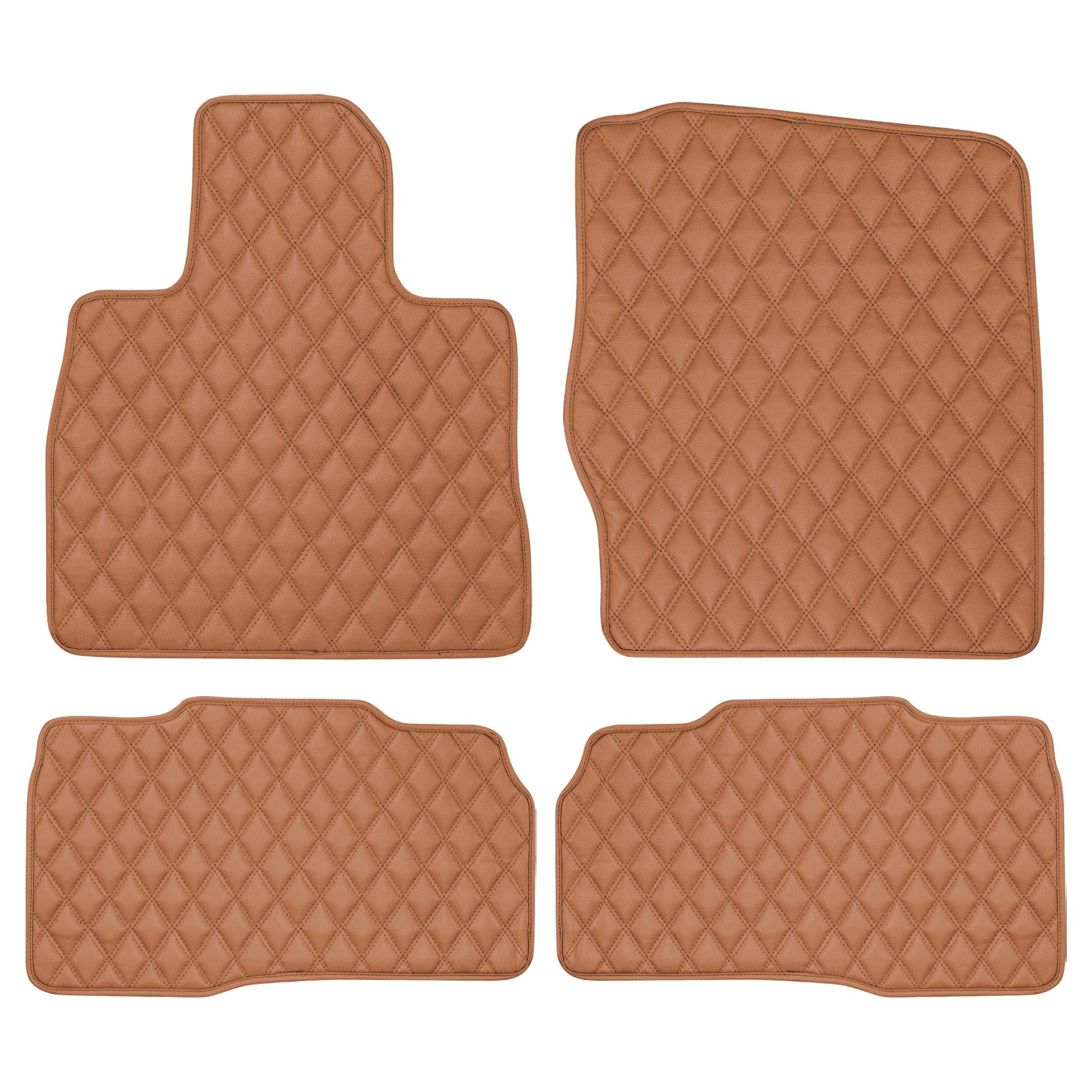 Faux Leather Custom-Fit Floor Mats for 2020-2022 Ford Explorer - Brown