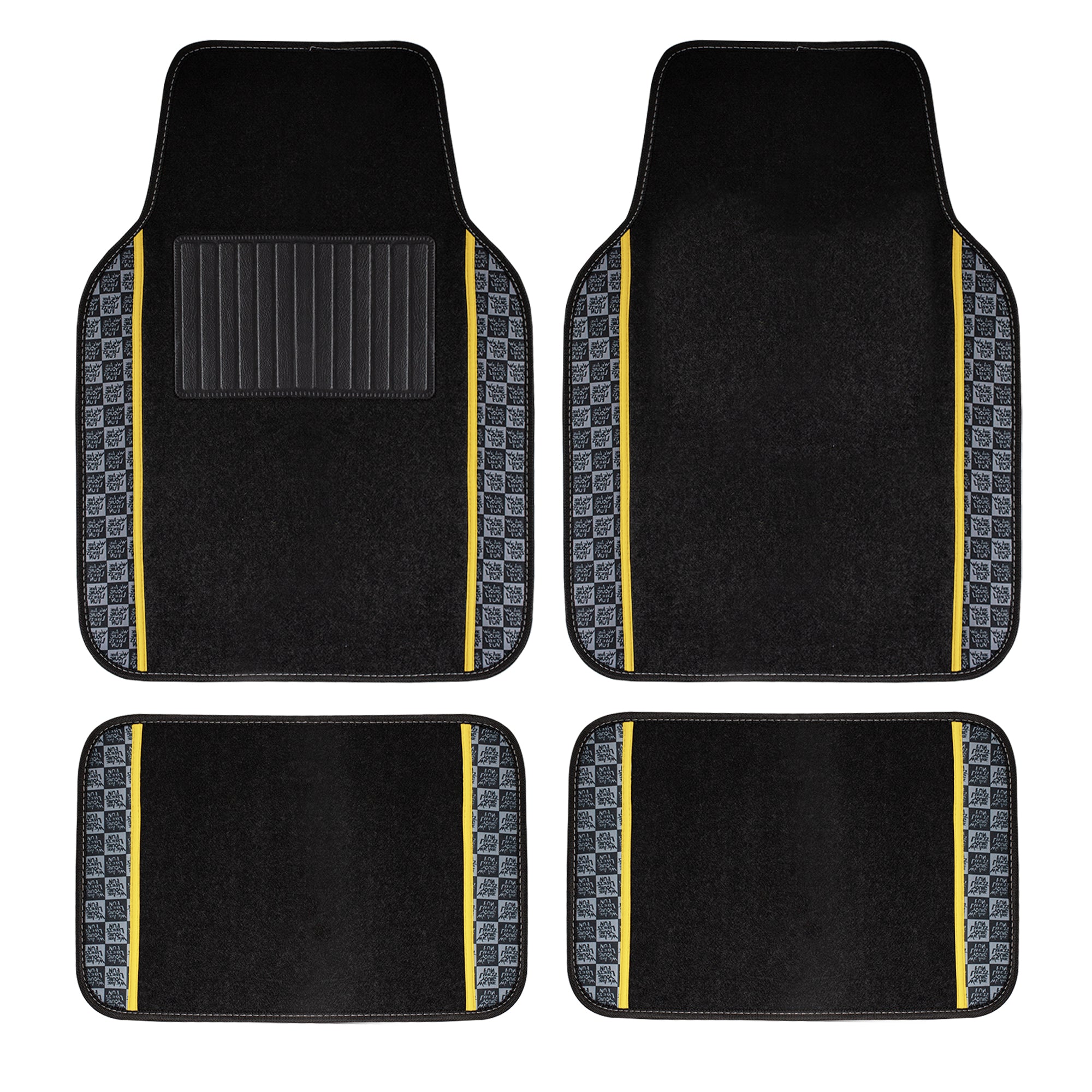We Are Young Life is Fun Print Non-Slip Carpet Floor Mats - Full Set Yellow