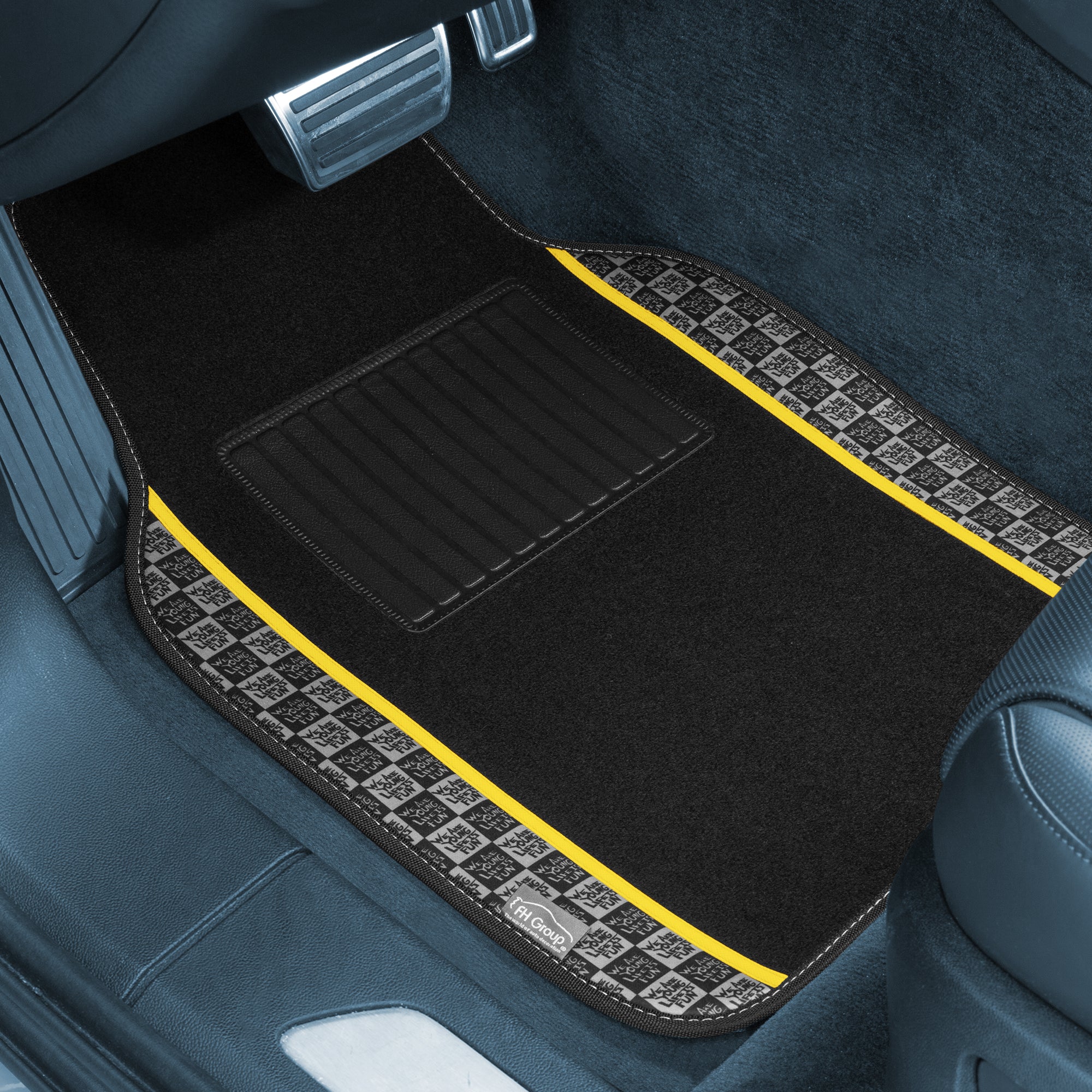 FH Group Metallic Finish 28 in. x 19 in. Rubber Backing Floor Mats, Red