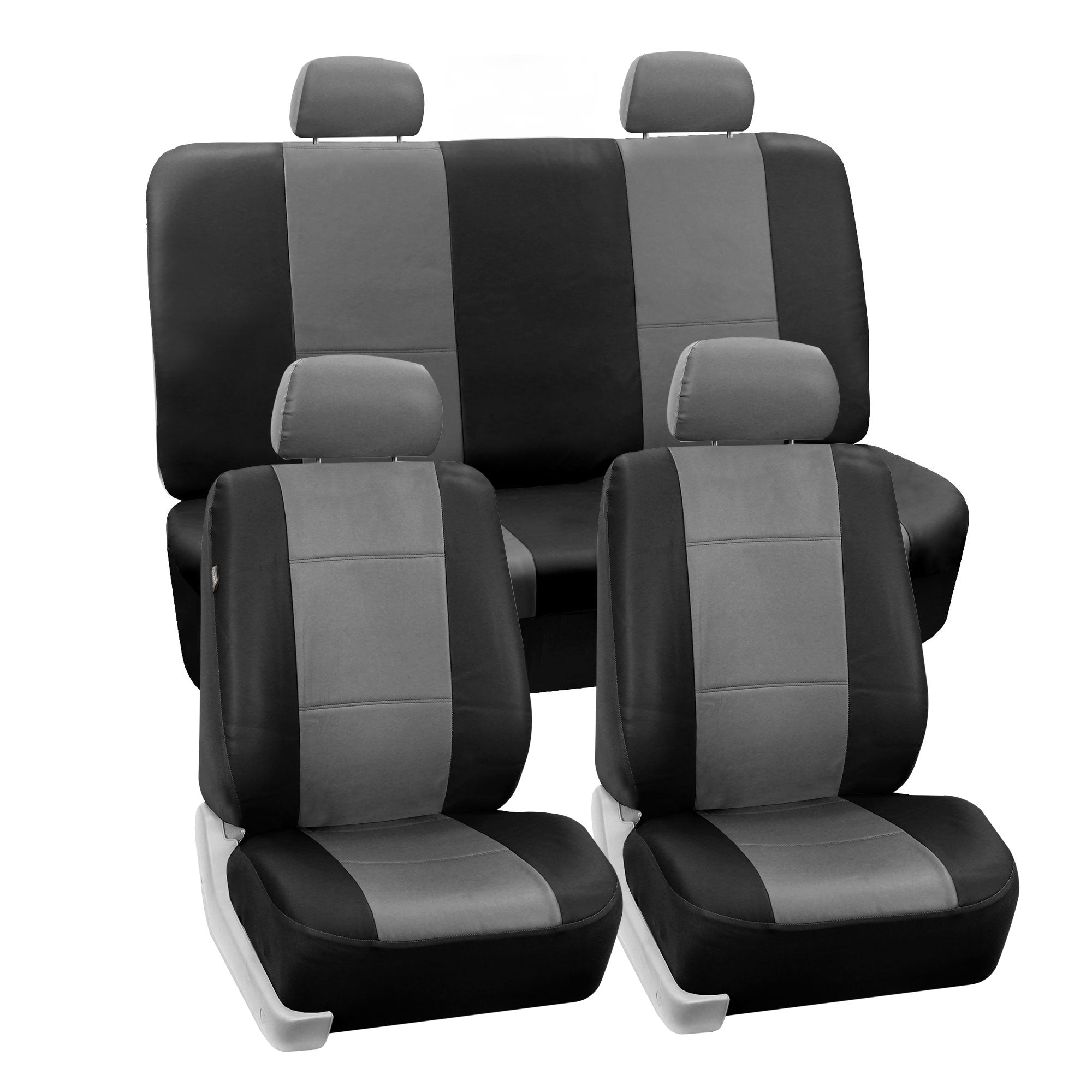 PU Leather Seat Covers - Full Set Gray / Black