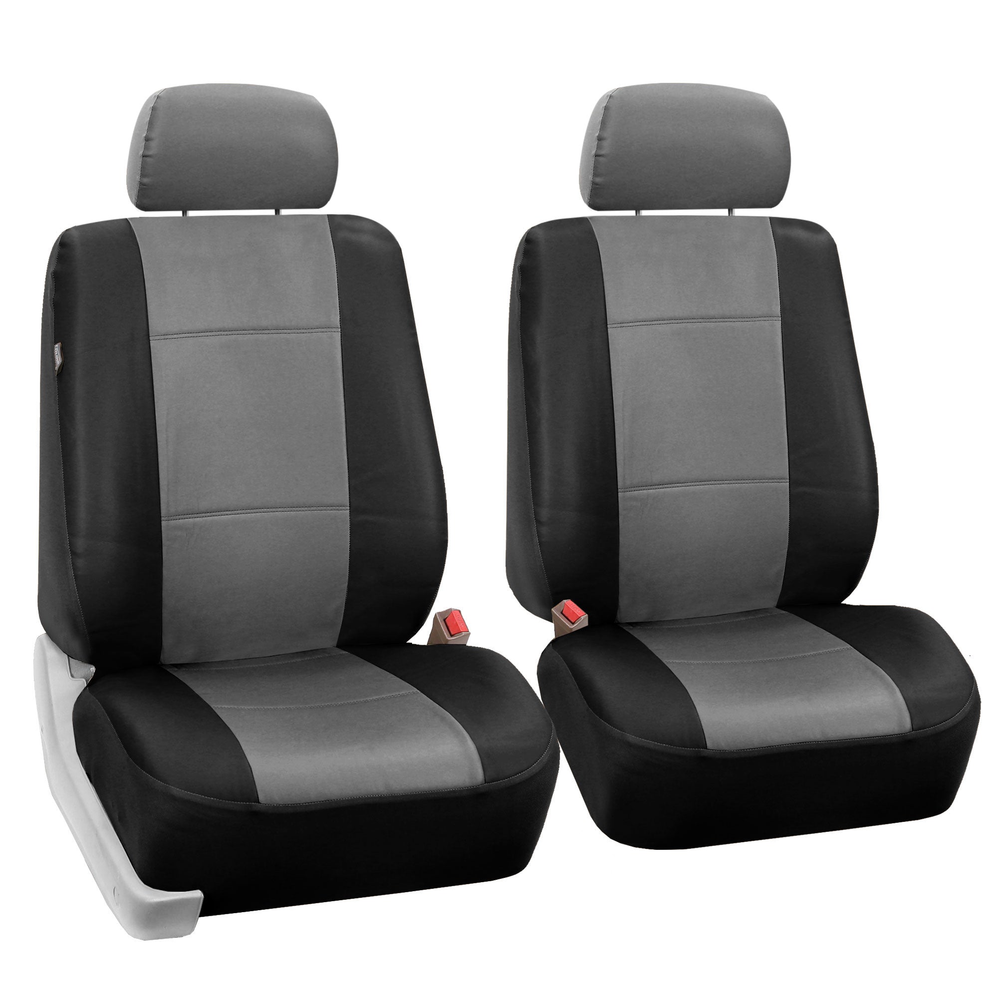 Premium PU Leather Seat Covers - Front Set Gray / Black