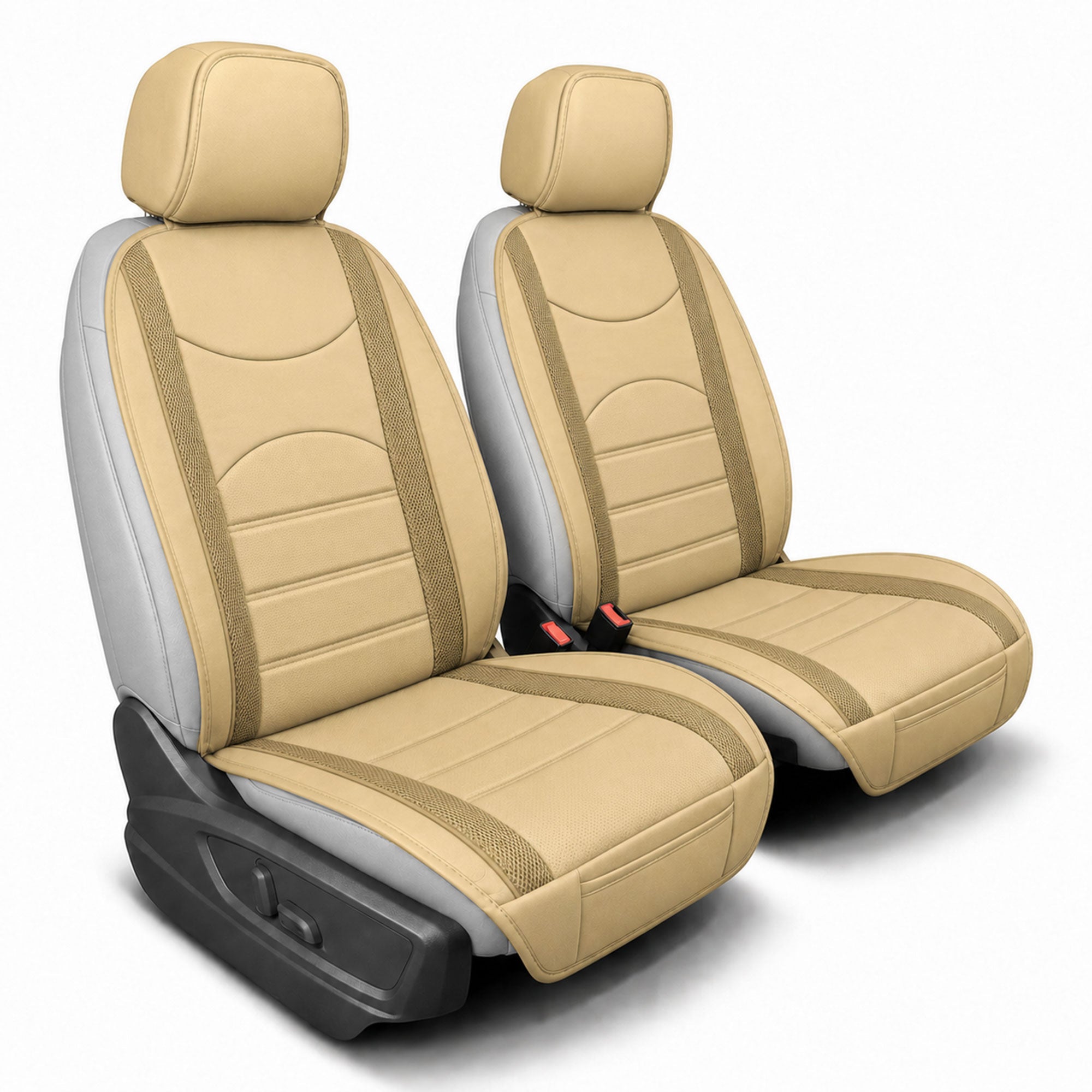 NeoBlend Leatherette Seat Cushions - Front Set Beige / Tan