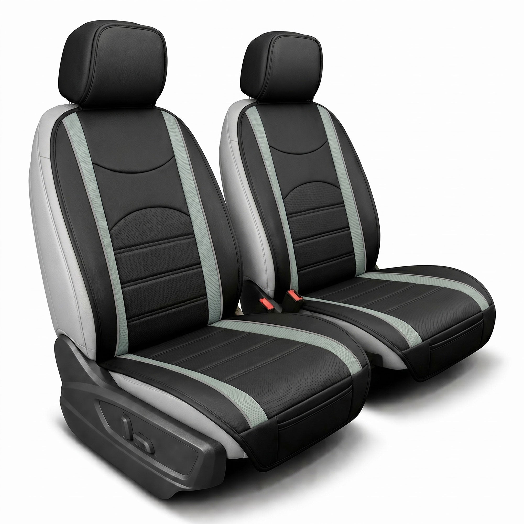 NeoBlend Leatherette Seat Cushions - Front Set Gray / Black
