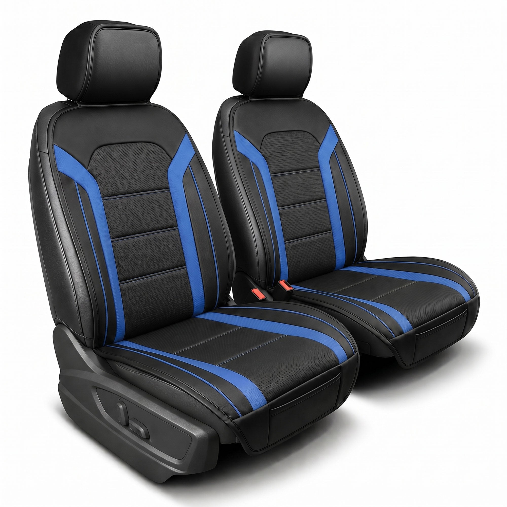 Futuristic Faux Leather Seat Cushions - Front Set Blue