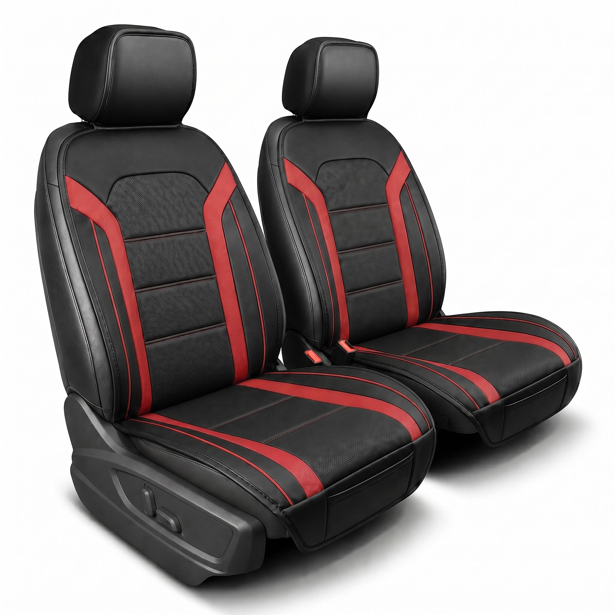 Futuristic Faux Leather Seat Cushions - Front Set Red