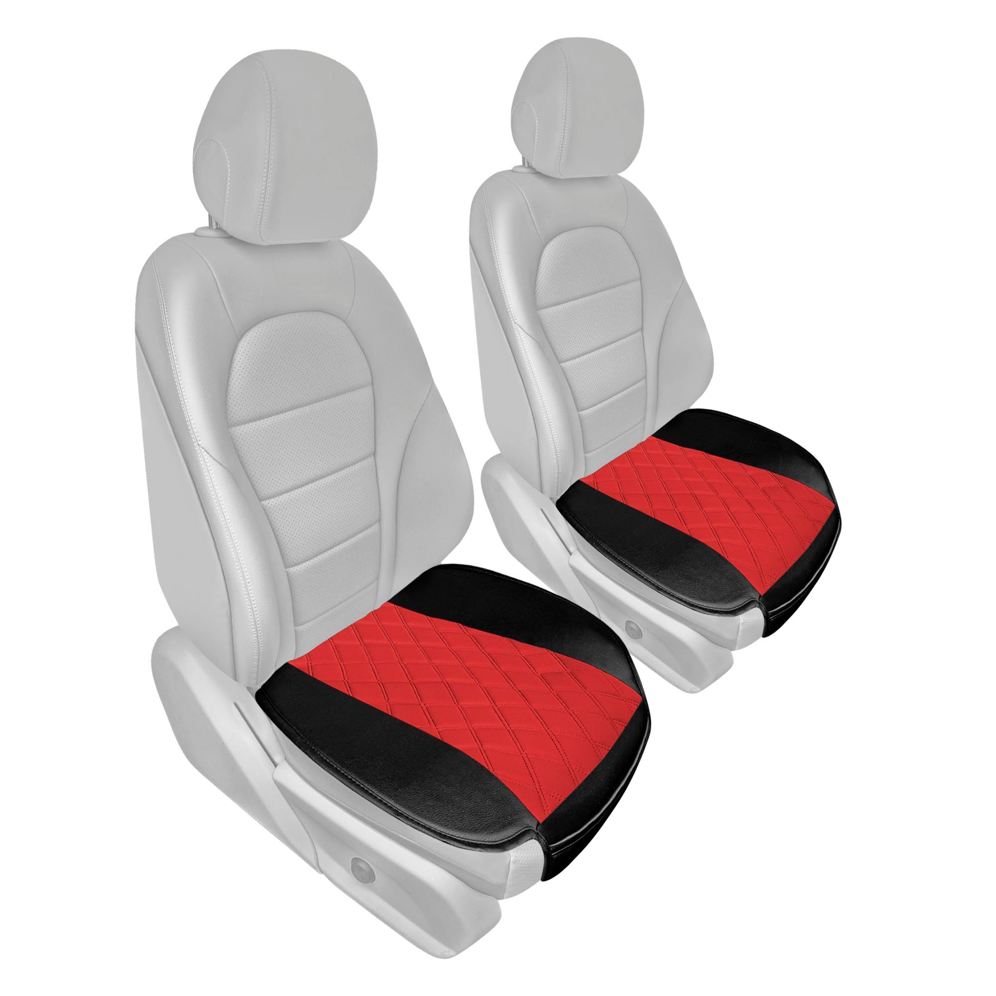 Faux Leather Seat Cushion Pad w/ Front Pocket - Front Set Red