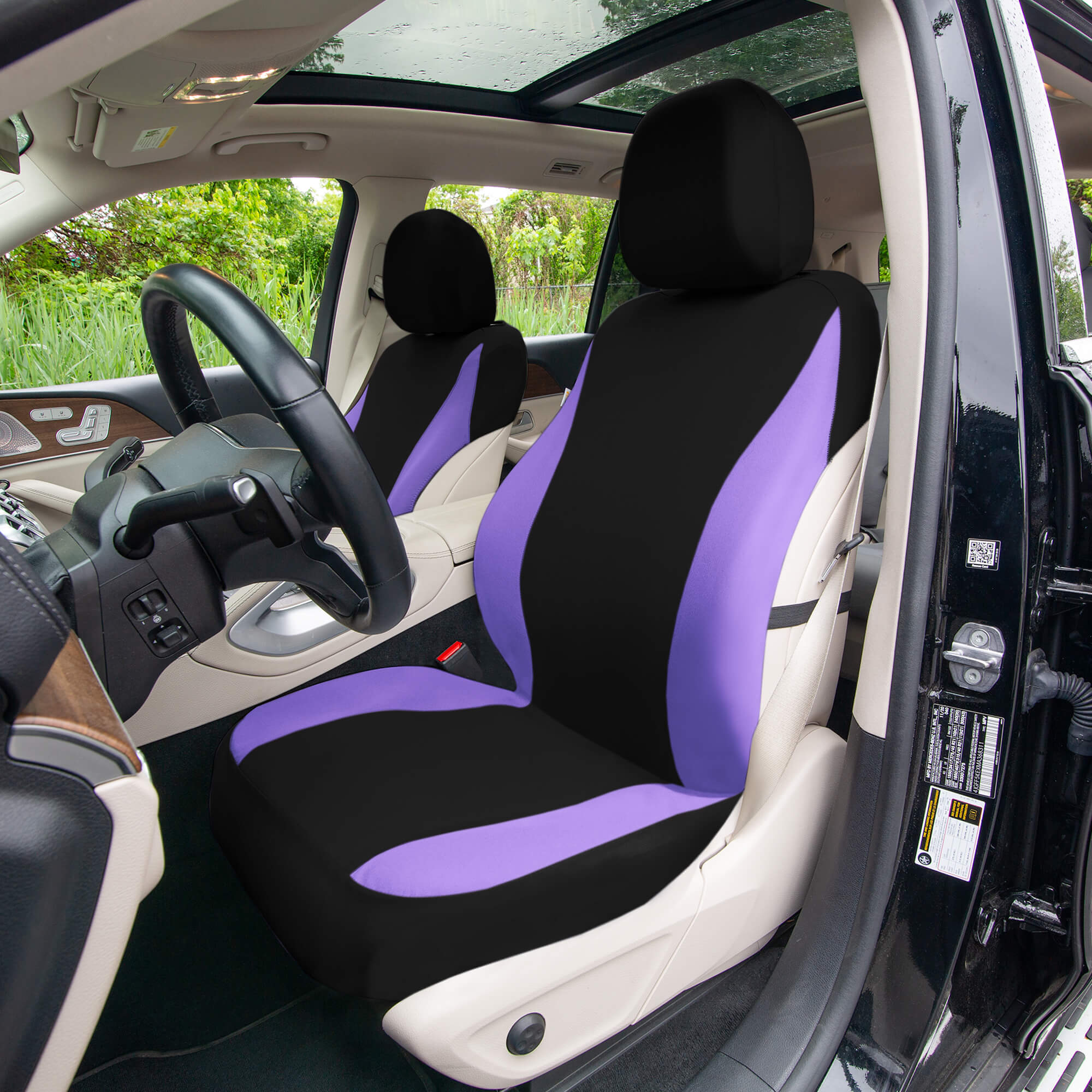 TLH Classic Flat Cloth Car Seat Covers Full Set - Purple