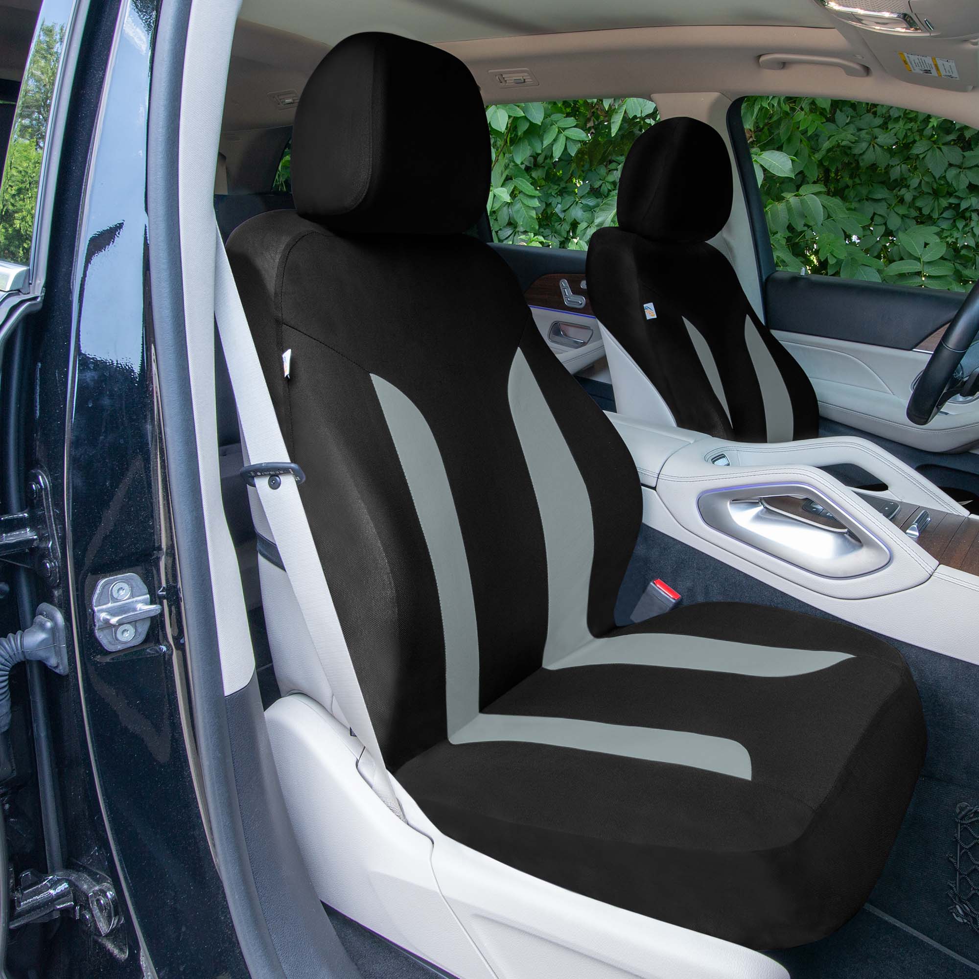 Polished and Chic Flat Cloth Car Seat Covers Full Set - Gray