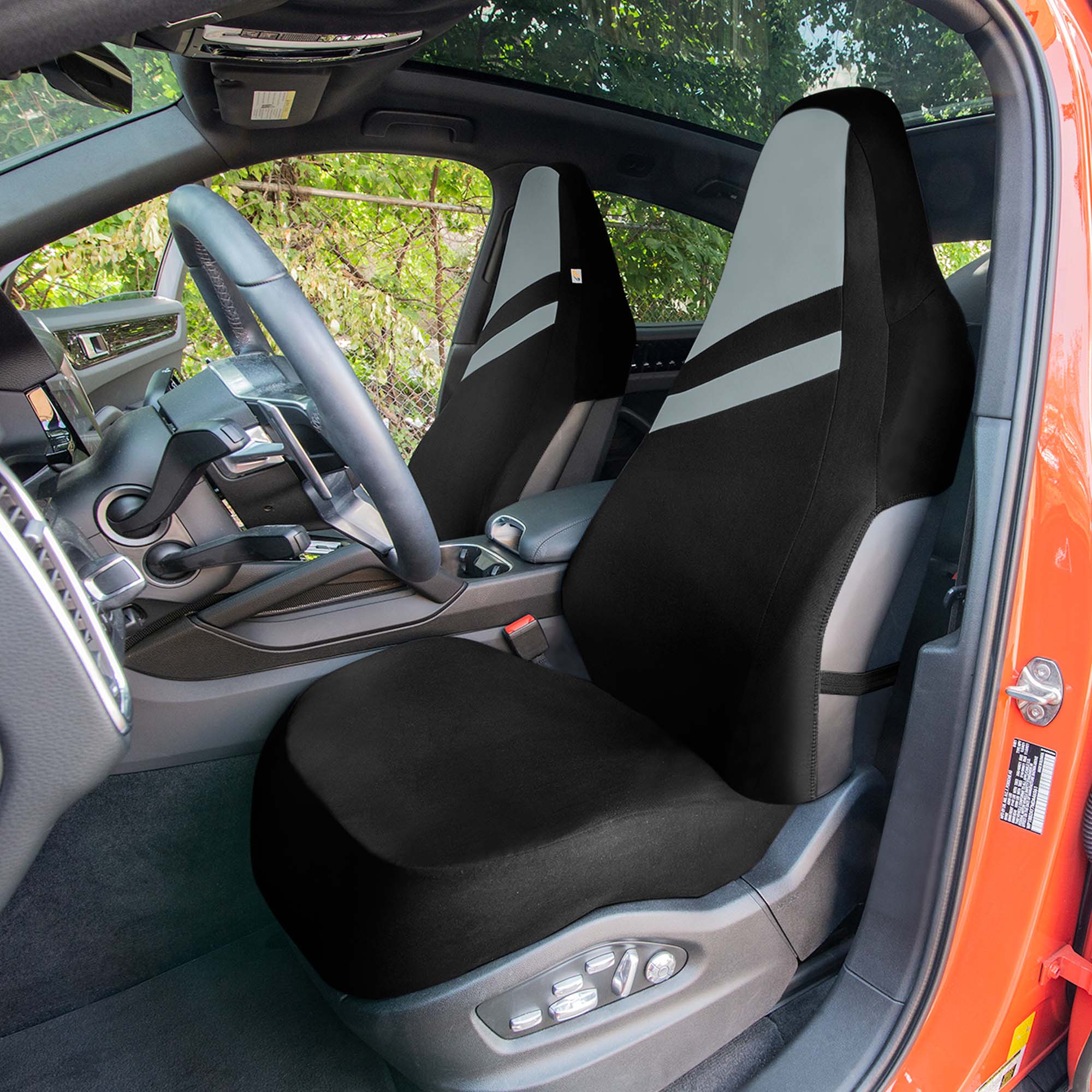 High Back Sporty Flat Cloth Seat Covers - Full Set - Gray