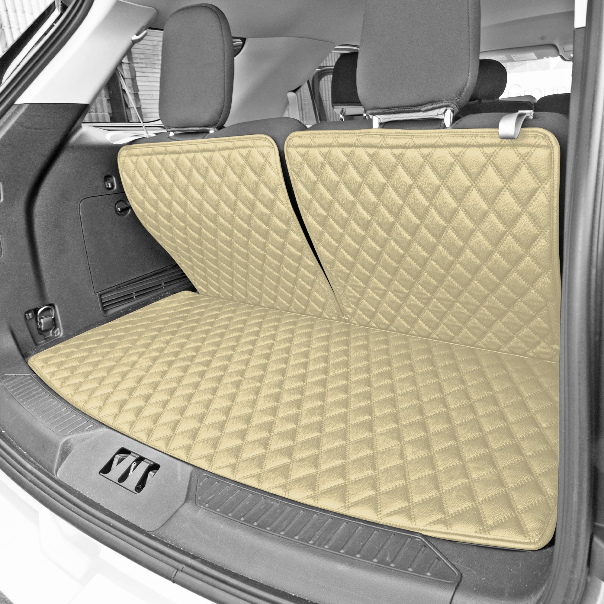 2020-2022 Ford Explorer Faux Leather Custom Fit Trunk Mats - Beige