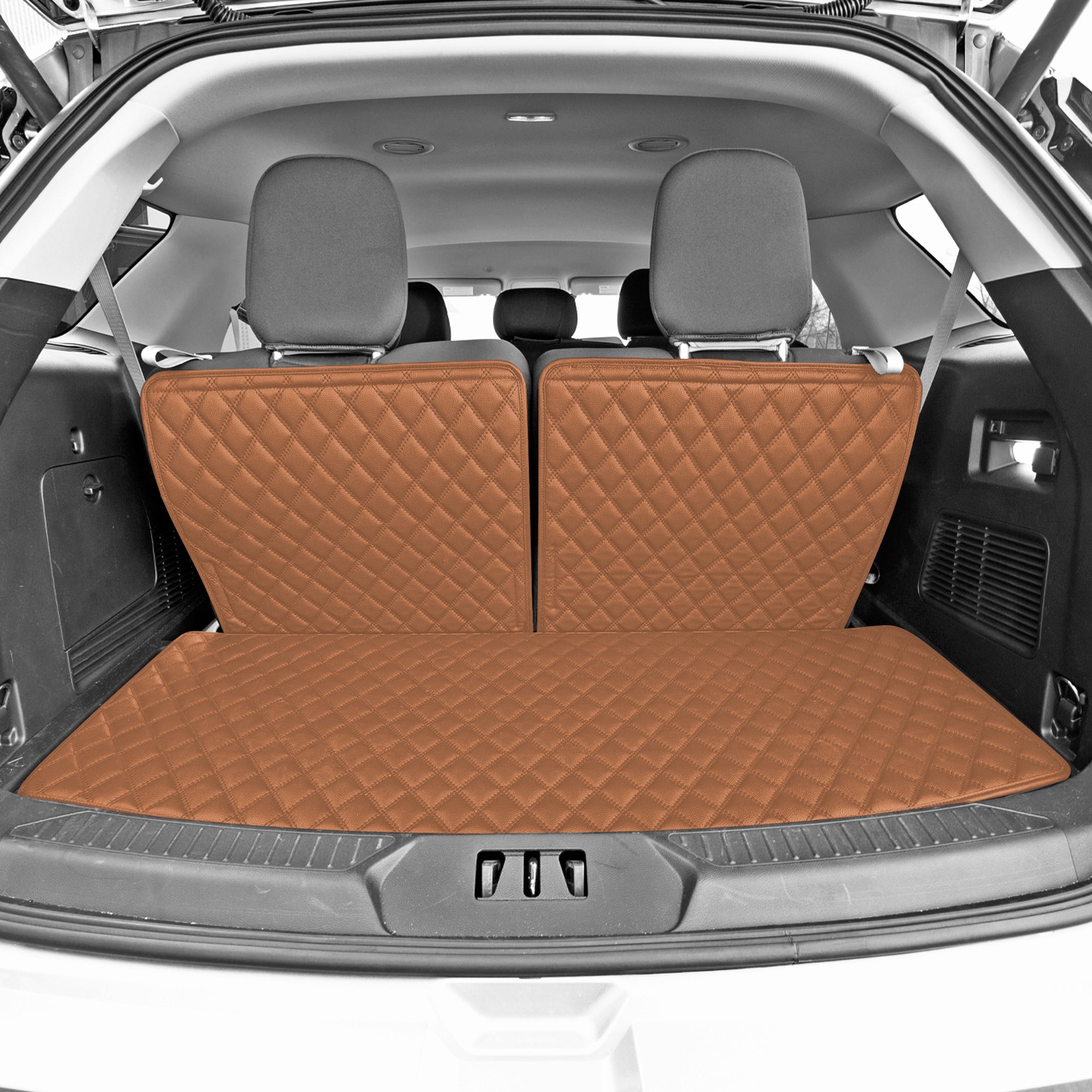 2020–2022 Ford Explorer Faux Leather Custom Fit Trunk Mats - Brown