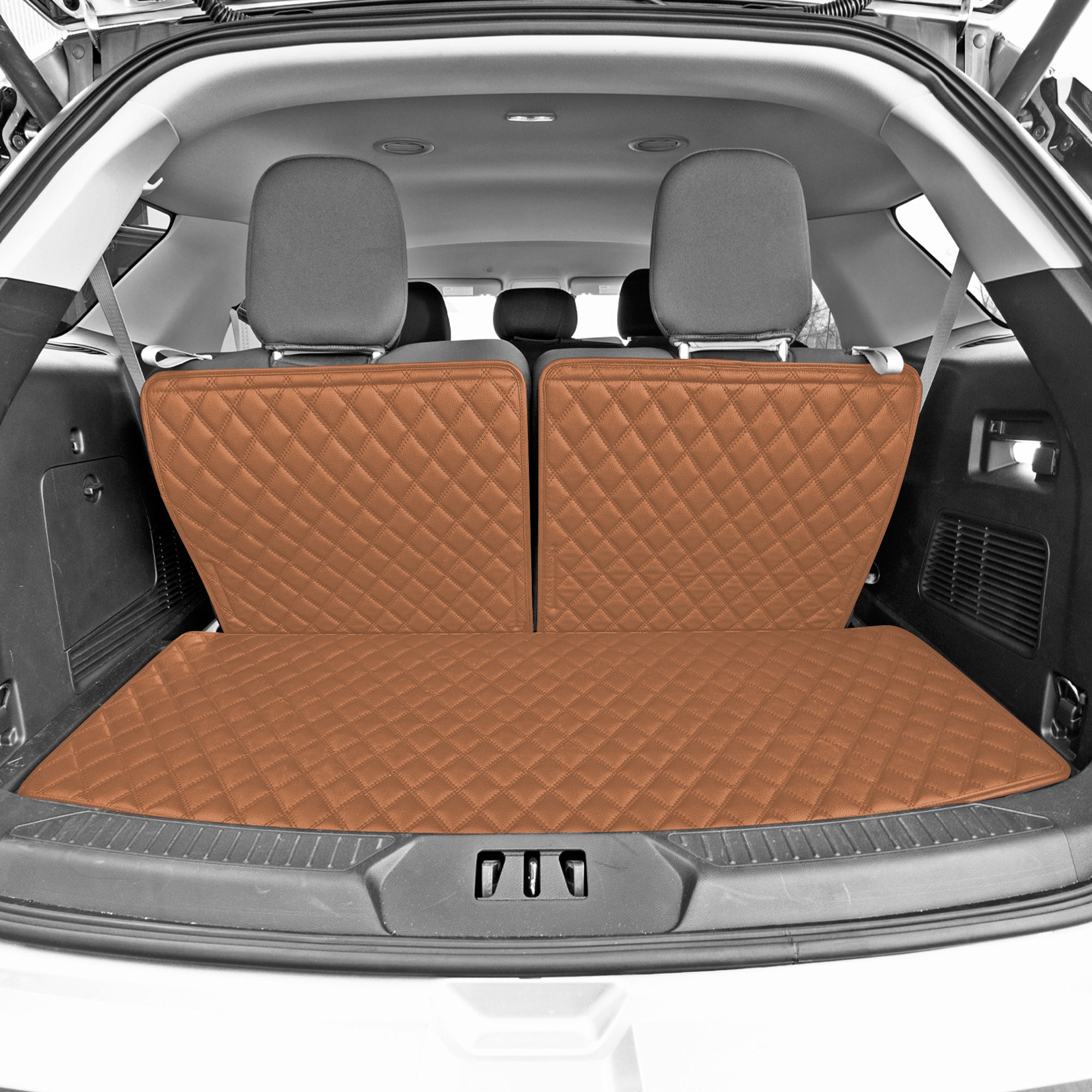 2020-2022 Ford Explorer Faux Leather Custom Fit Trunk Mats - Brown