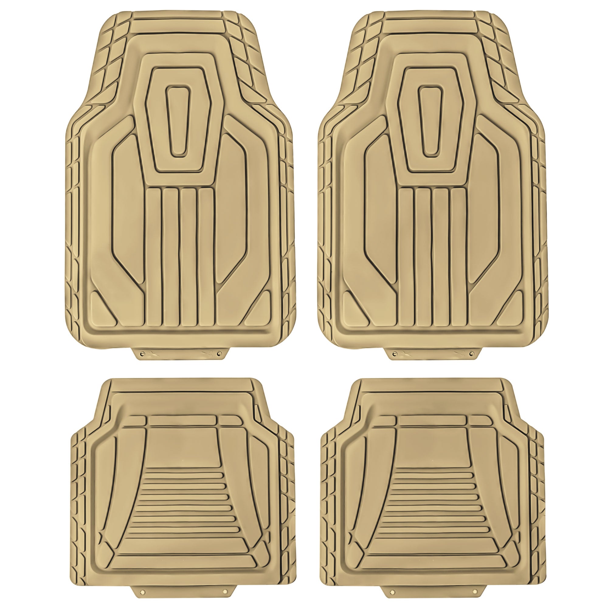 Classic Symmetrical Car Floor Mats - Full Set Beige