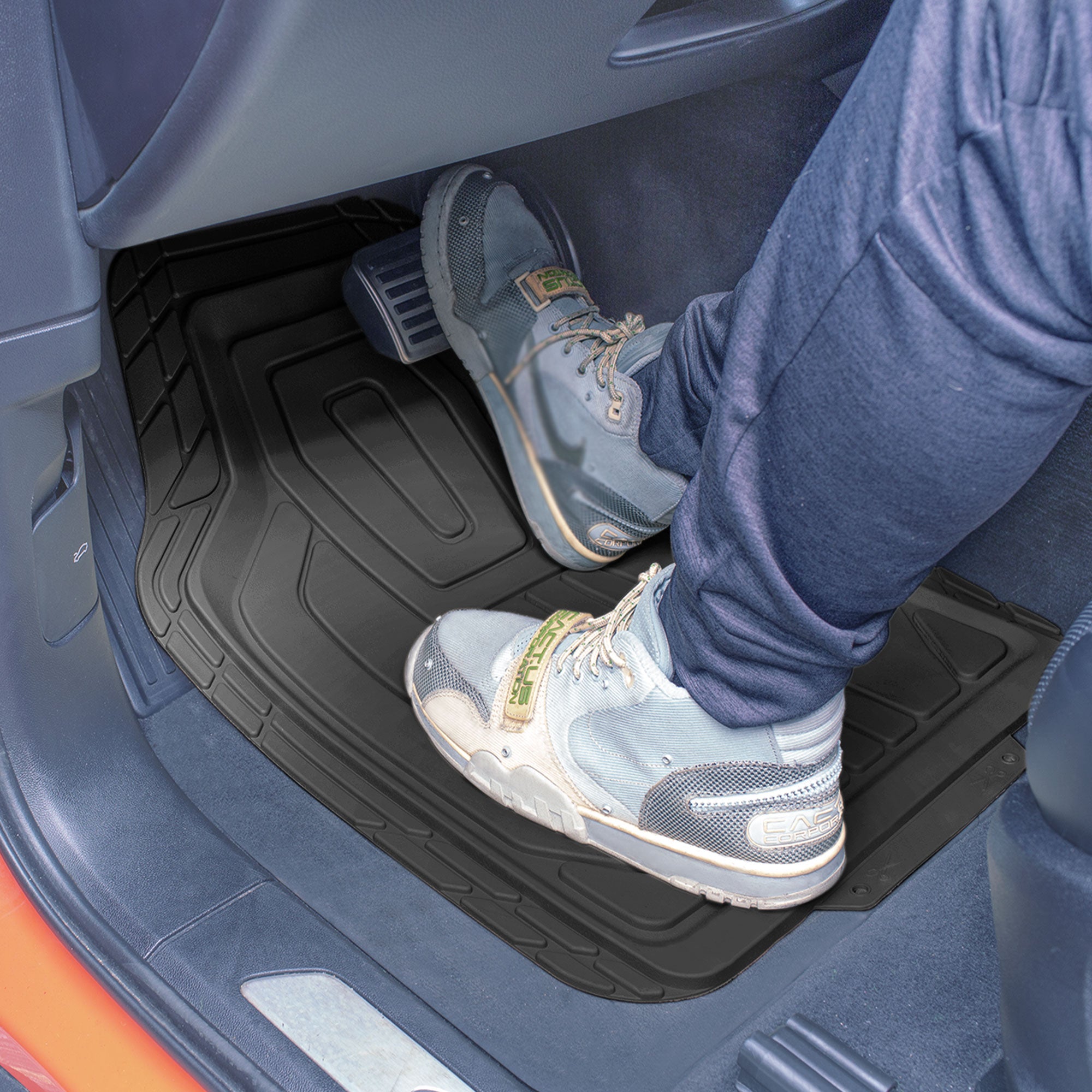 Classic Symmetrical Car Floor Mats - Full Set Black