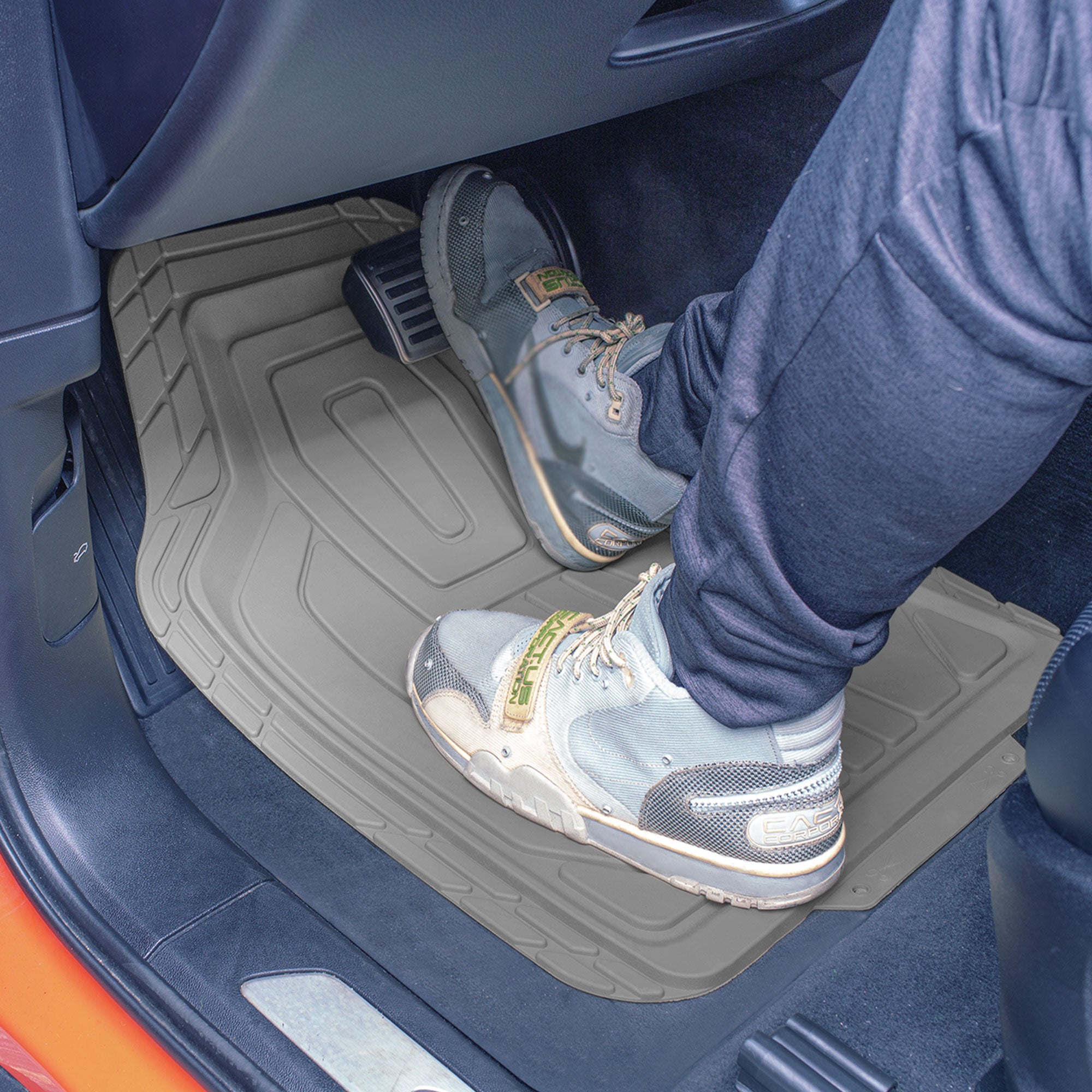 Classic Symmetrical Car Floor Mats - Full Set Gray