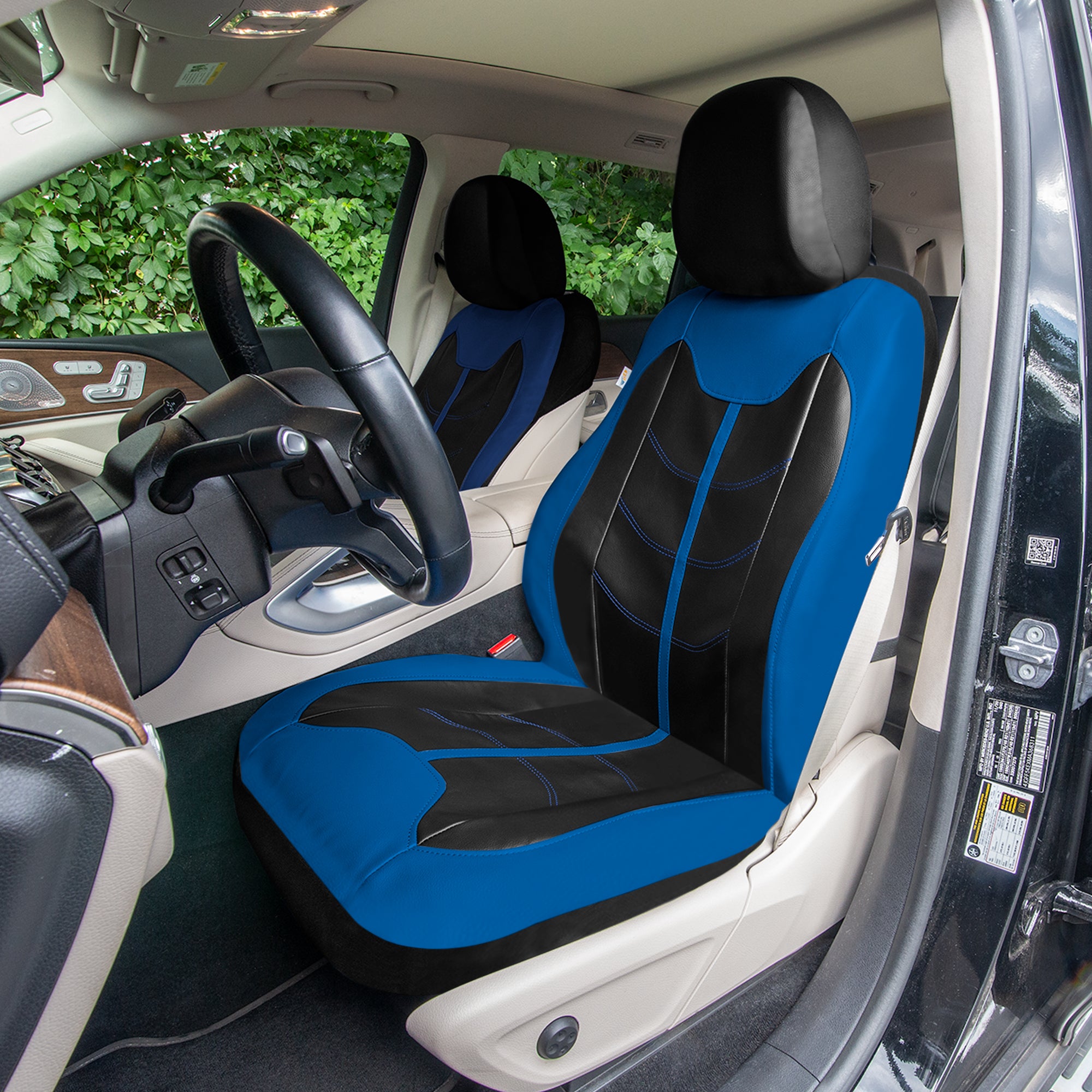 TLH Universal Fit Car Seat Cover - Full Set of Automotive Seat Covers Blue