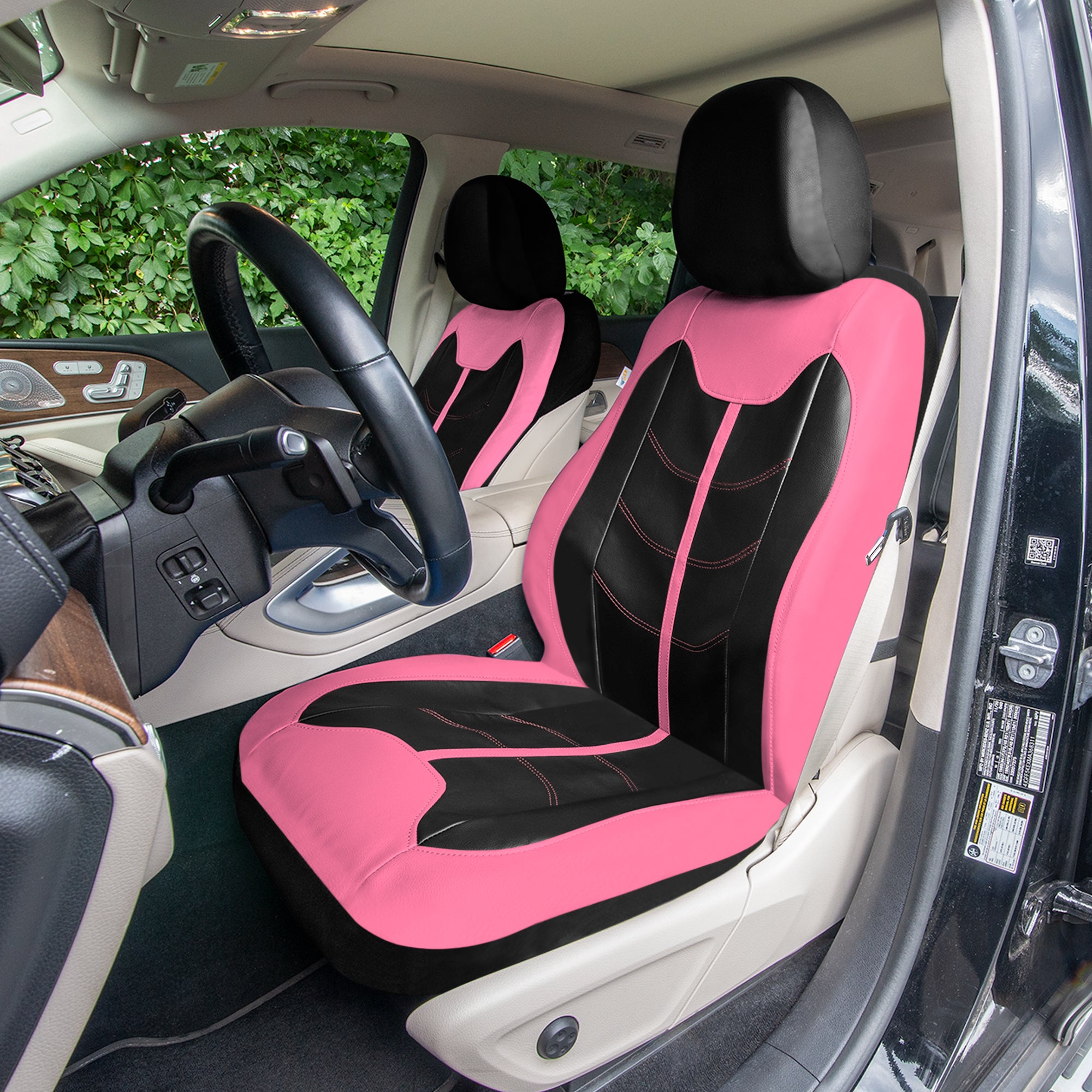 TLH Universal Fit Car Seat Cover - Full Set of Automotive Seat Covers Pink
