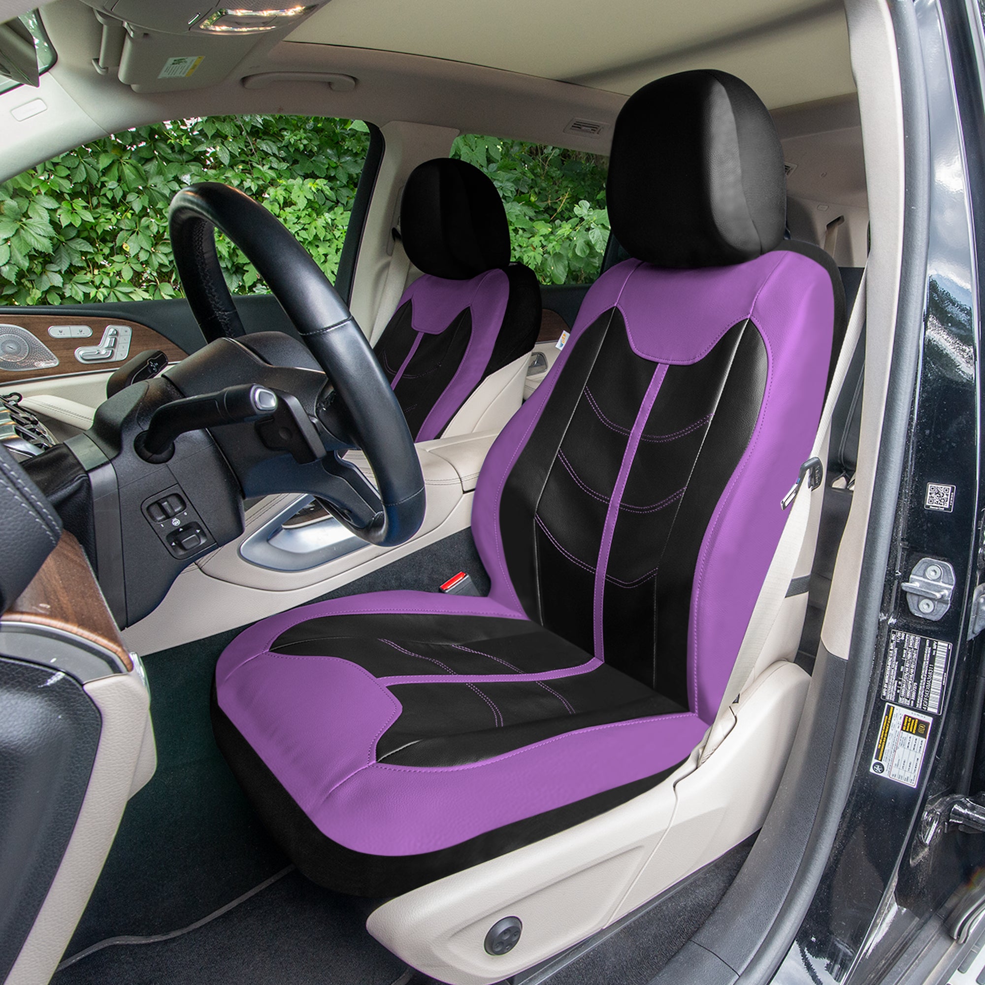 TLH Universal Fit Car Seat Cover - Full Set of Automotive Seat Covers Purple