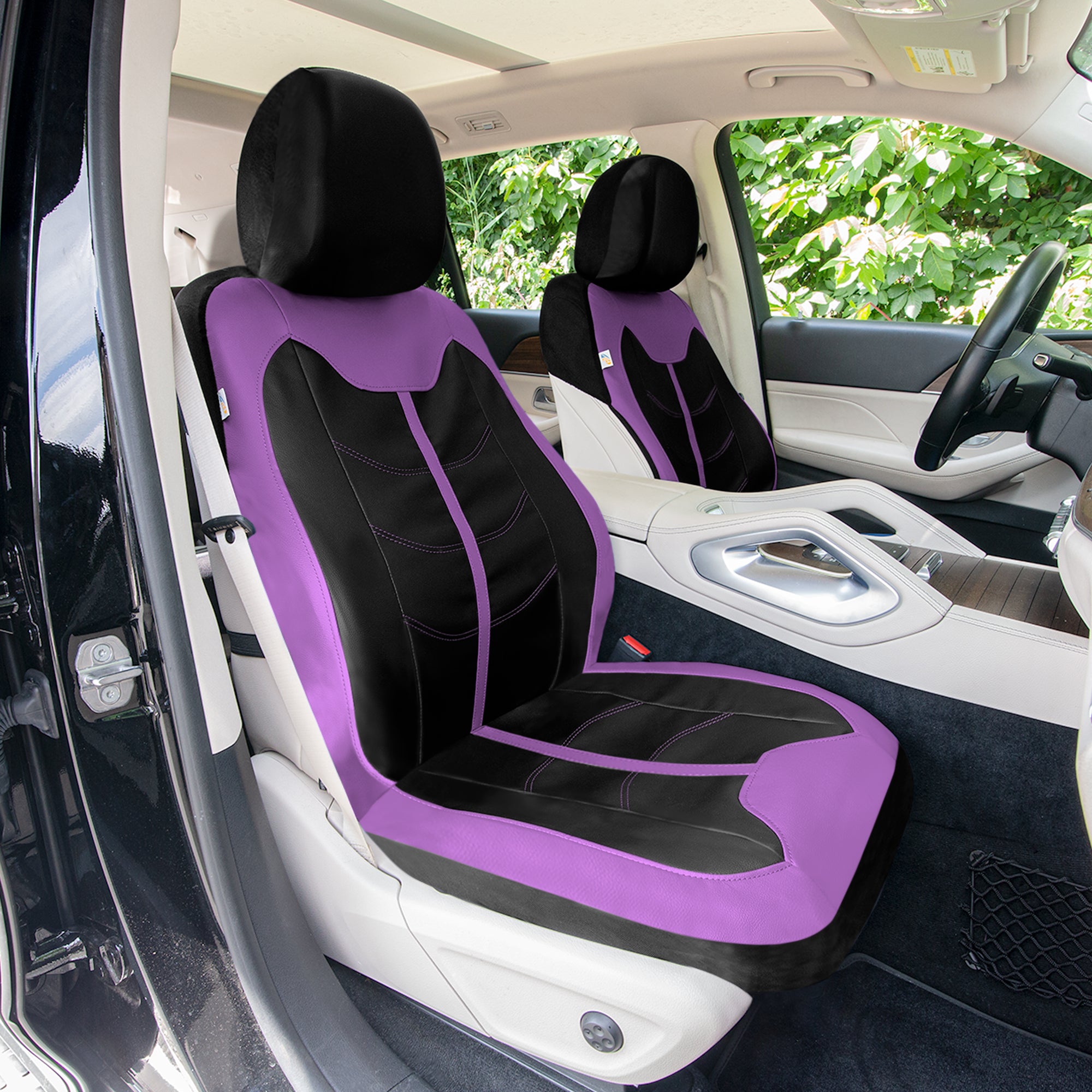 TLH Universal Fit Car Seat Cover - Full Set of Automotive Seat Covers Purple