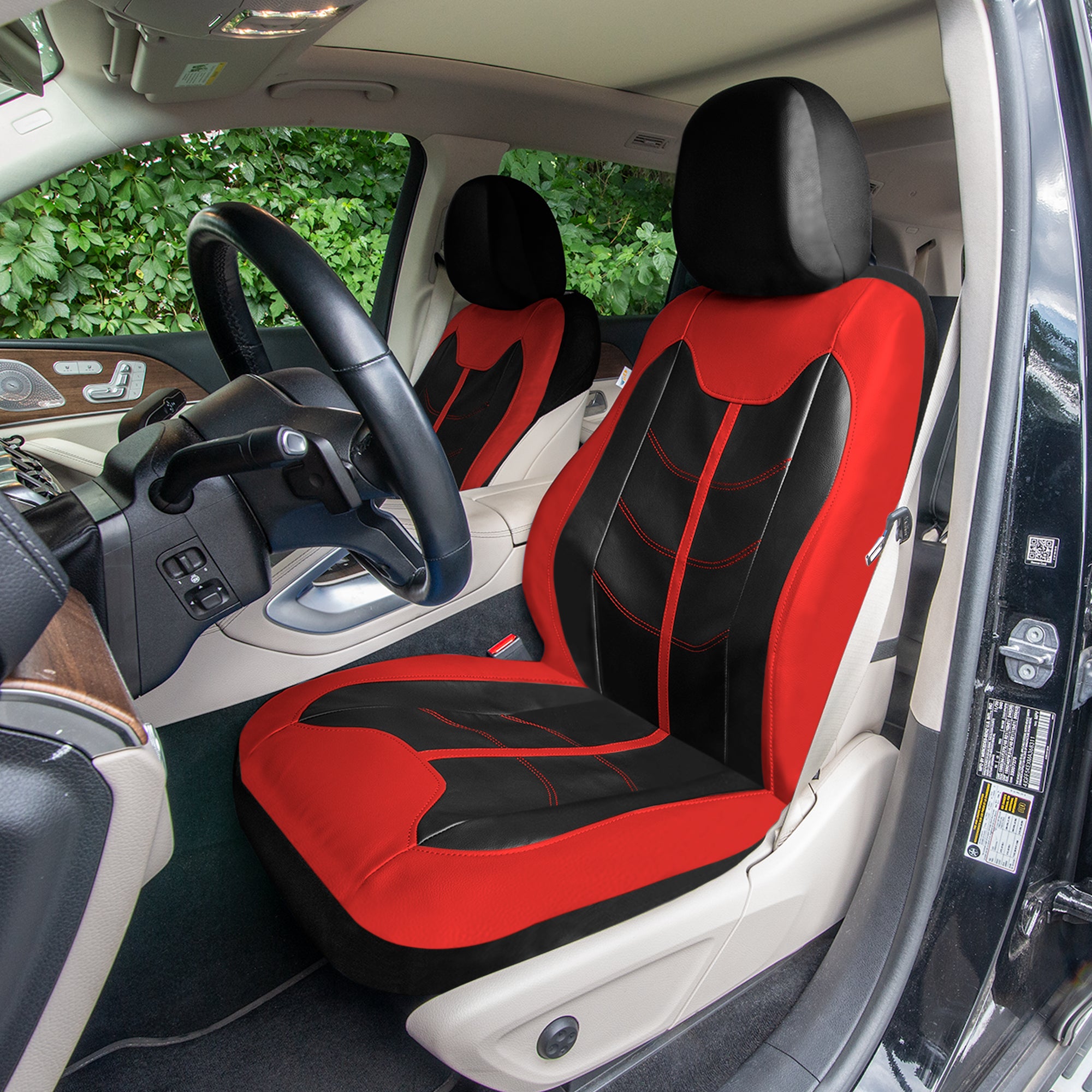 TLH Universal Fit Car Seat Cover - Full Set of Automotive Seat Covers Red
