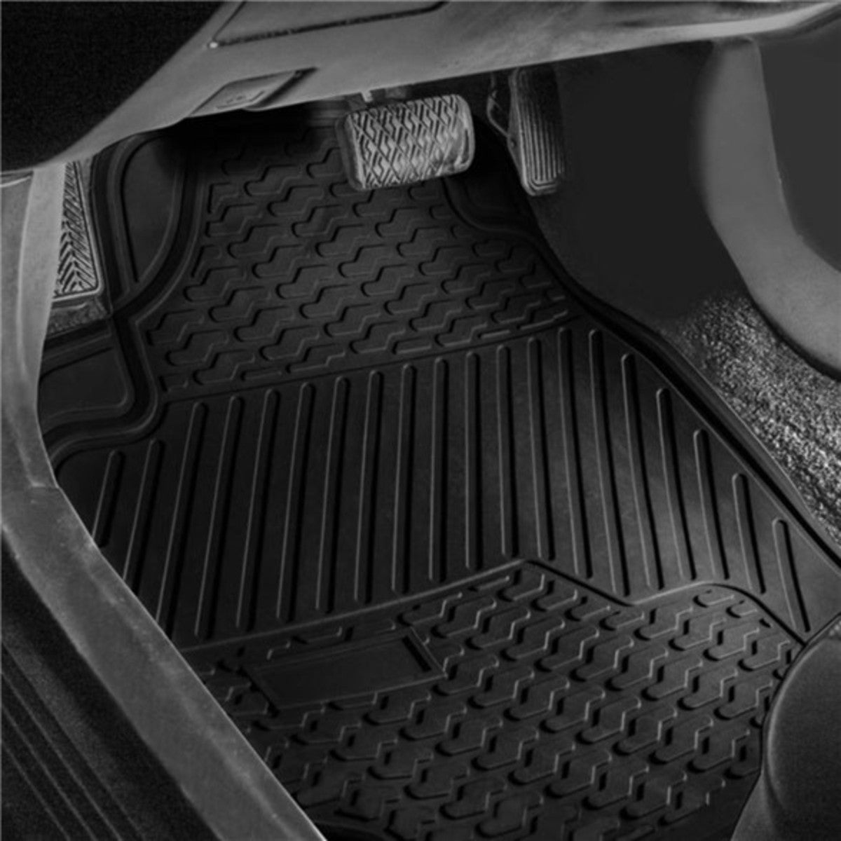 Heavy Duty Trimmable ClimaProof Non-Slip Rubber Floor Mats - Full Set Black