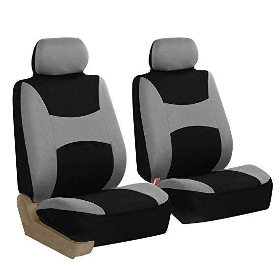 Light & Breezy Flat Cloth Seat Covers - Front Set Gray / Black