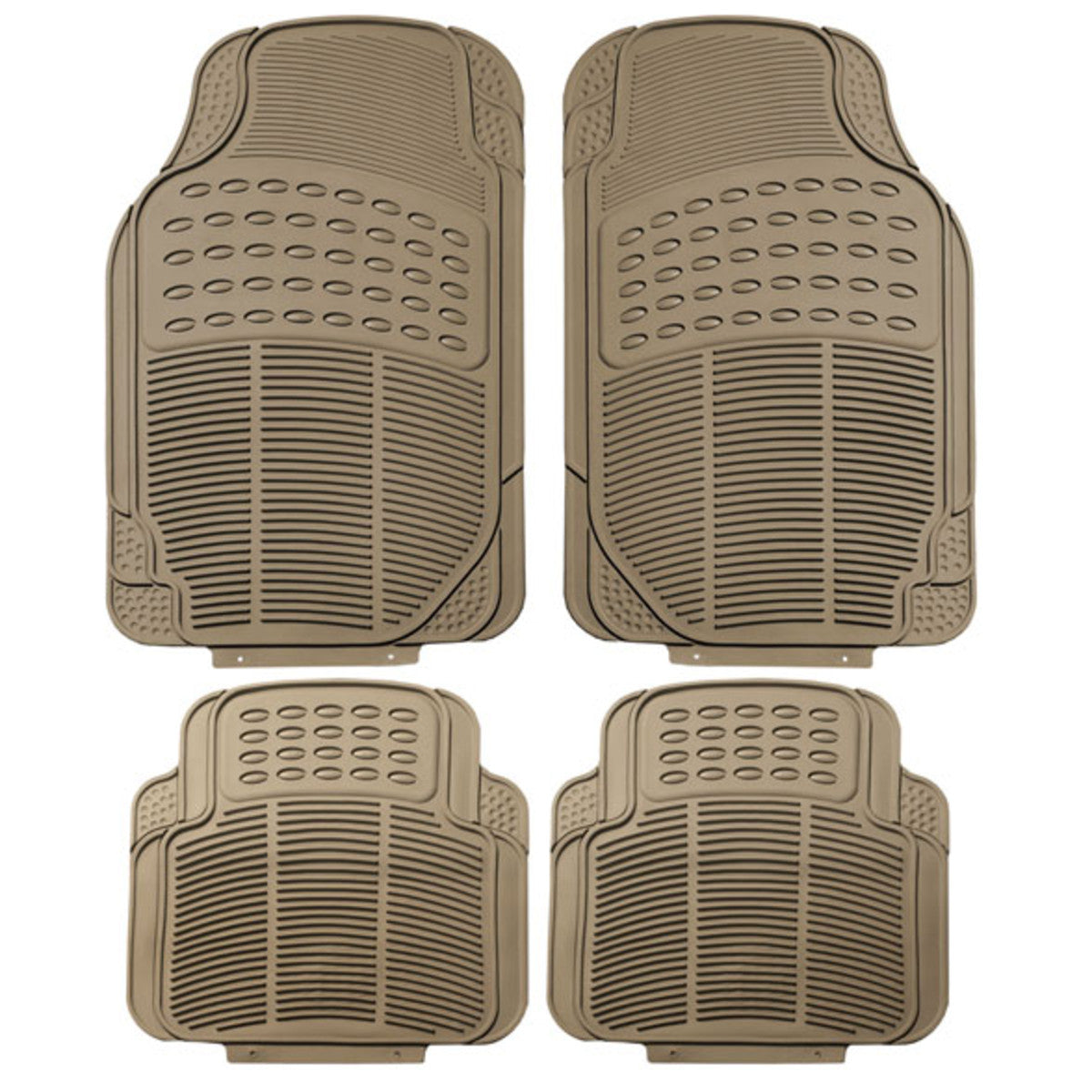 High Quality Trimmable Non-Slip Rubber Floor Mats - Full Set Beige