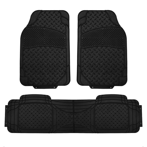 Semi-Custom ClimaProof Trimmable Non-Slip Vinyl Car Floor Mats - Full Set Black