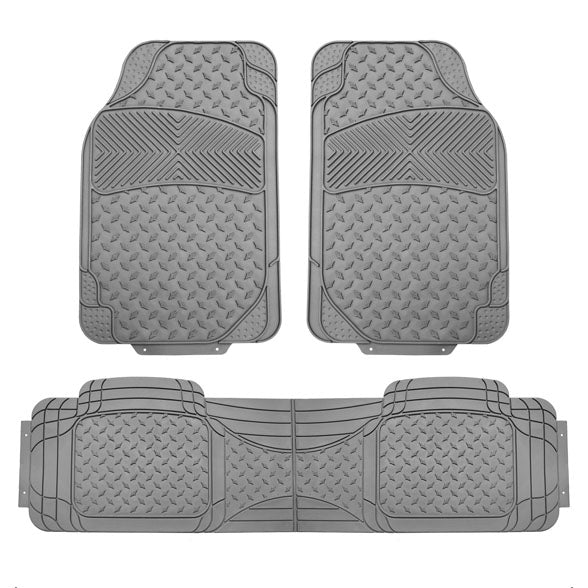 Semi-Custom ClimaProof Trimmable Non-Slip Vinyl Car Floor Mats - Full Set Gray