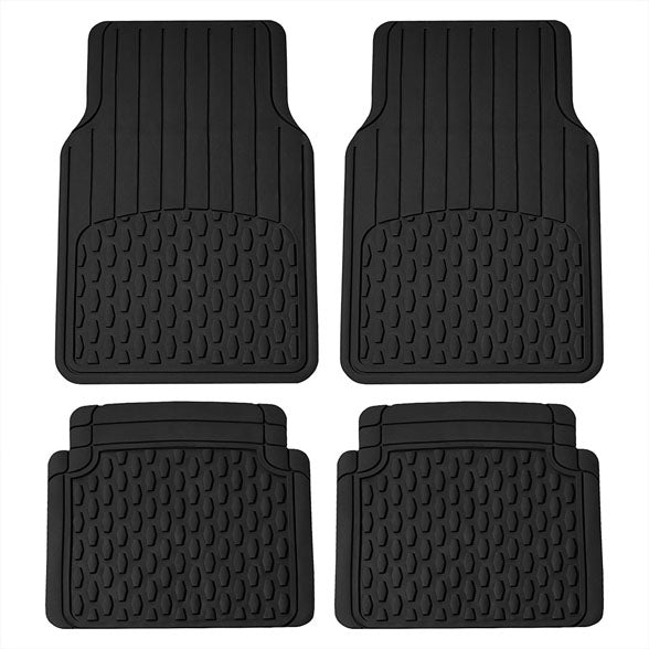 4 Piece Liners Trimmable ClimaProof Non-Slip Vinyl Floor Mats - Full Set Black