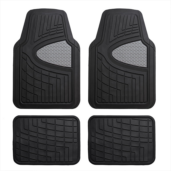 Premium Tall Channel Trimmable Non-Slip Rubber Floor Mats - Full Set Gray