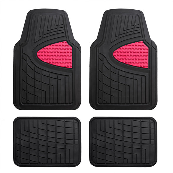 Premium Tall Channel Trimmable Non-Slip Rubber Floor Mats - Full Set Pink