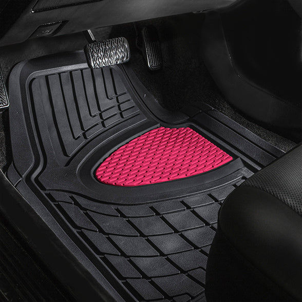 Premium Tall Channel Trimmable Non-Slip Rubber Floor Mats - Full Set Pink