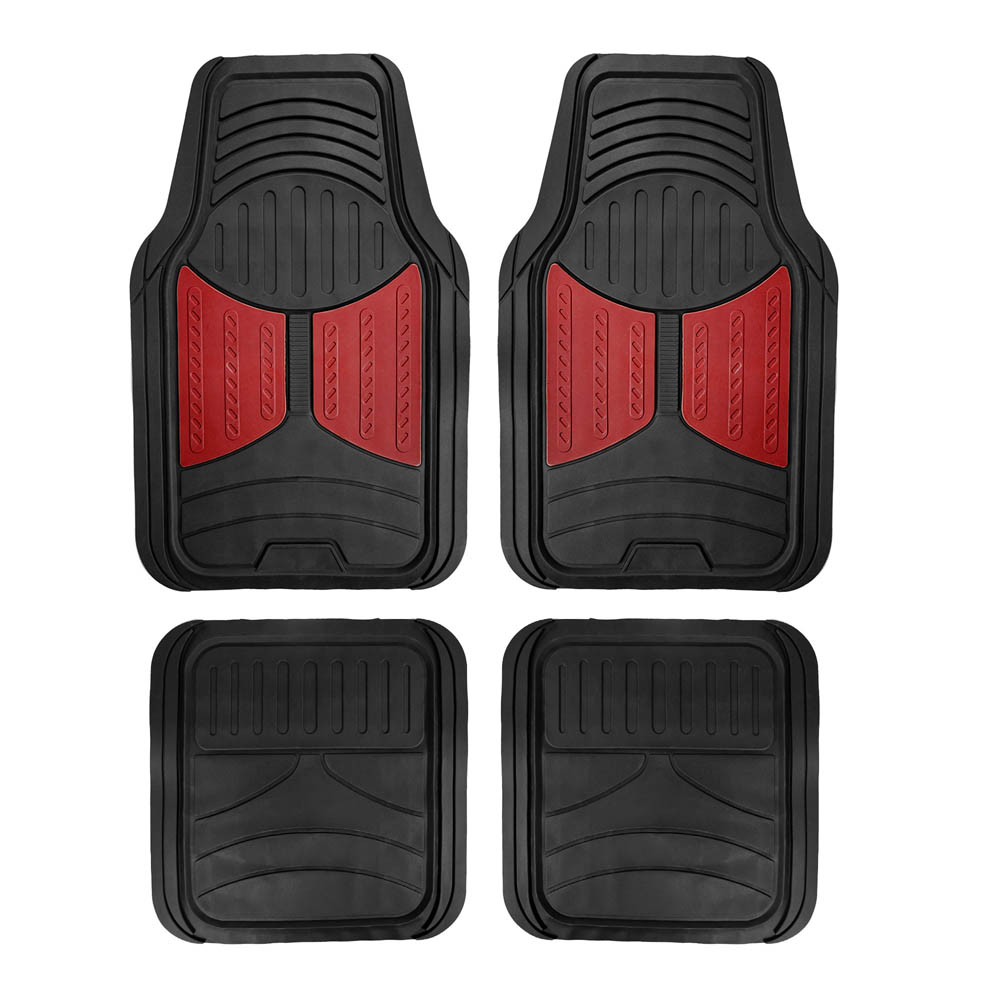 Trimmable ClimaProof Monster Eye Non-Slip Rubber Floor Mats - Full Set Burgundy
