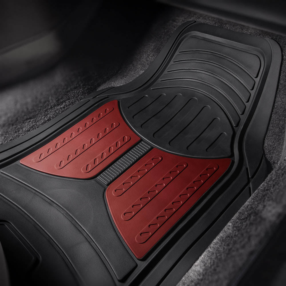 Trimmable ClimaProof Monster Eye Non-Slip Rubber Floor Mats - Full Set Burgundy