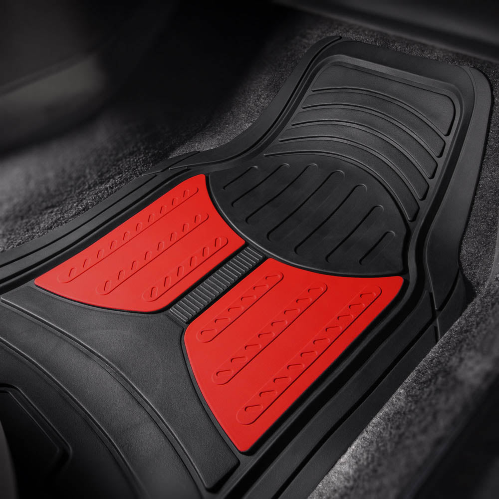 Trimmable ClimaProof Monster Eye Non-Slip Rubber Floor Mats - Full Set Red