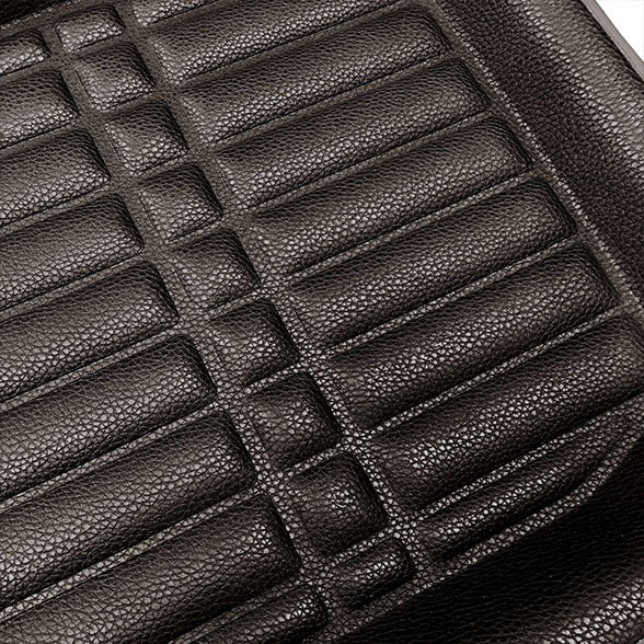 Deep Tray Non-Slip Faux Leather Floor Mats - Full Set Black