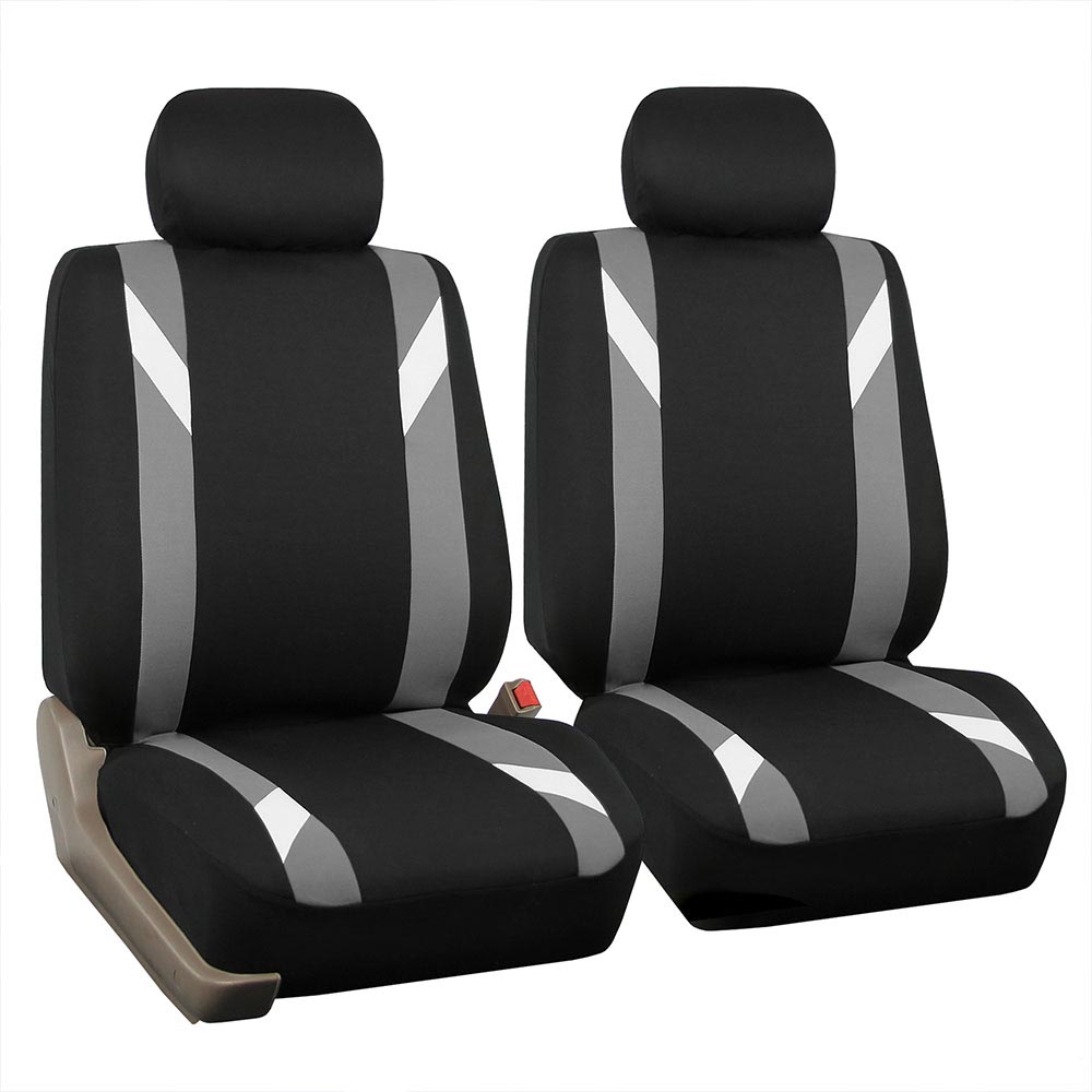 Premium Modernistic Flat Cloth Seat Covers - Front Set Gray