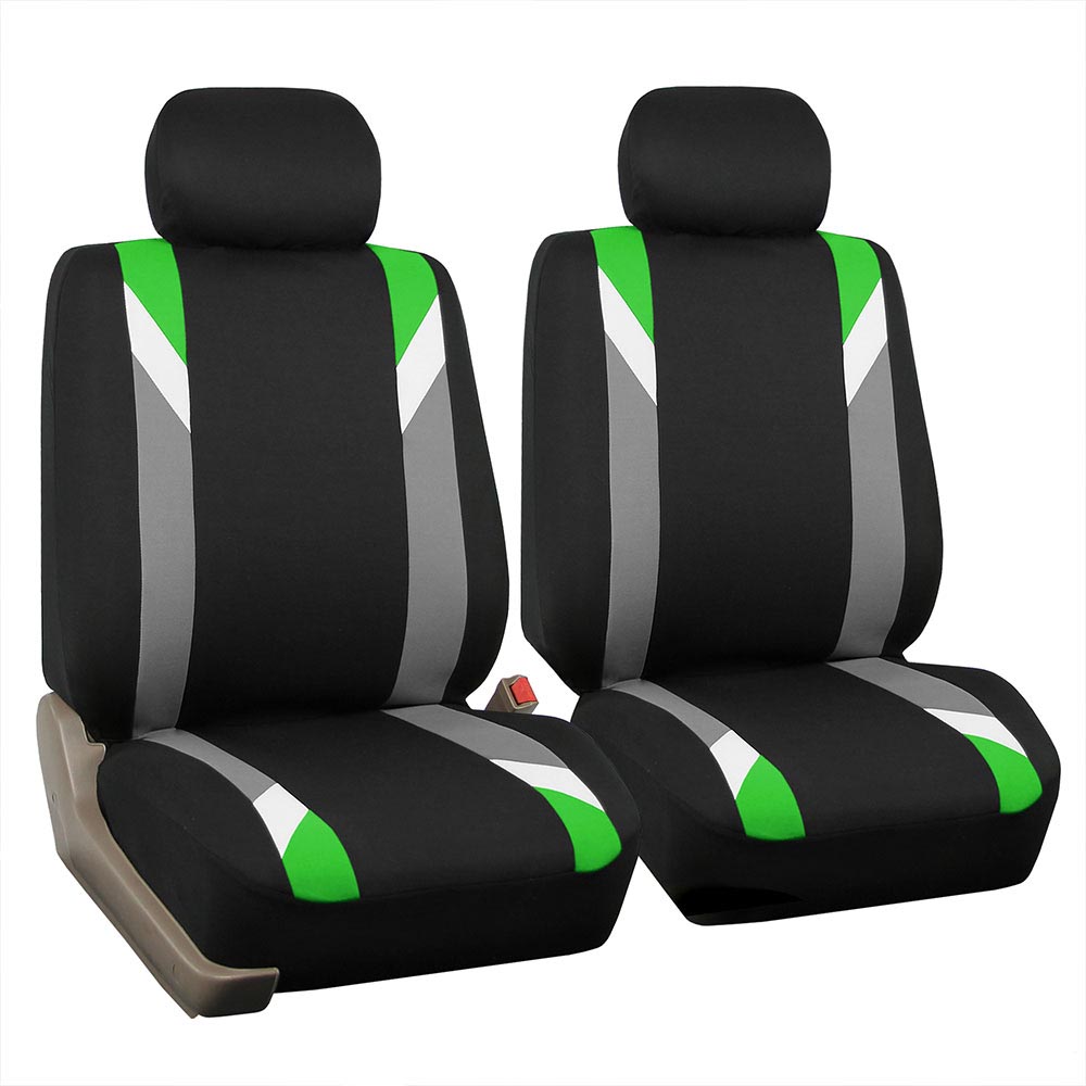 Premium Modernistic Flat Cloth Seat Covers - Front Set Green