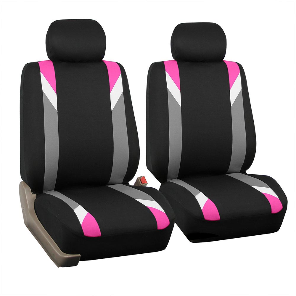 Premium Modernistic Flat Cloth Seat Covers - Front Set Pink