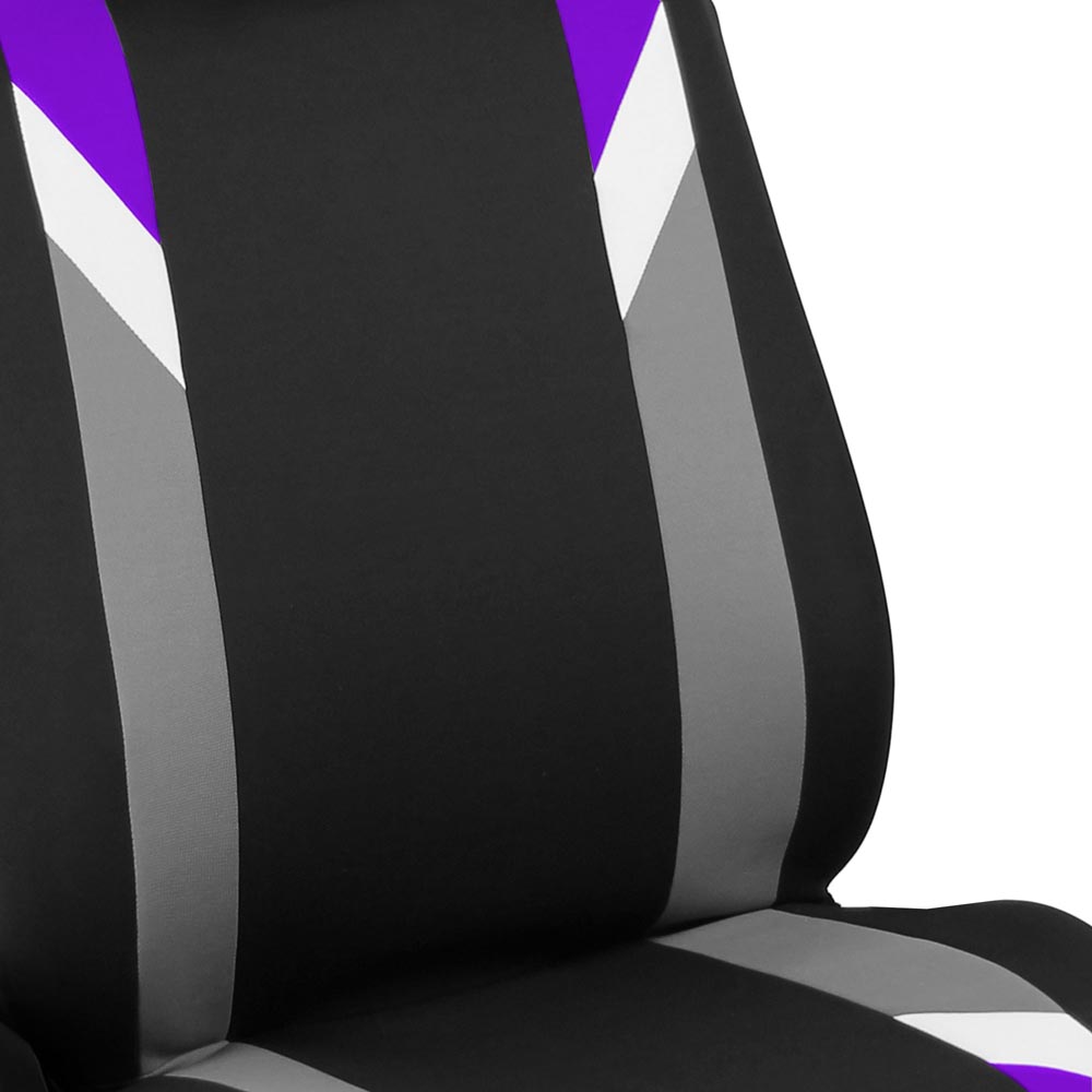 Premium Modernistic Flat Cloth Seat Covers - Front Set Purple