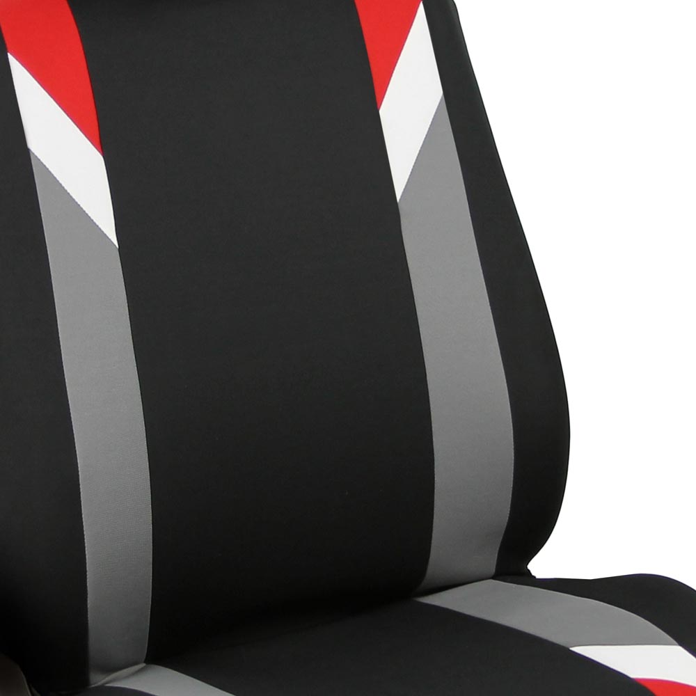 Premium Modernistic Flat Cloth Seat Covers - Front Set Red