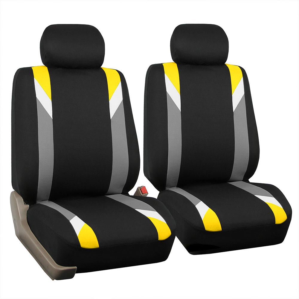 Premium Modernistic Flat Cloth Seat Covers - Front Set Yellow