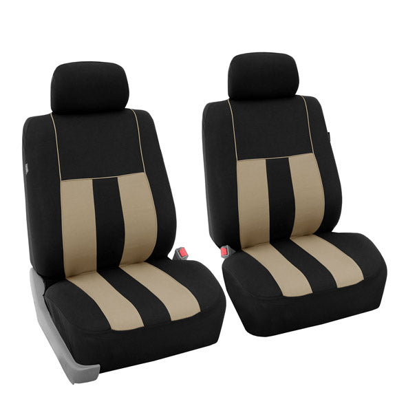 Striking Striped Seat Covers - Front Set Beige