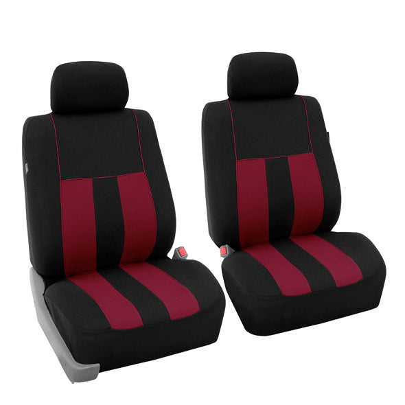 Striking Striped Seat Covers - Front Set Burgundy