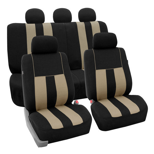 Striking Striped Seat Covers - Full Set Beige