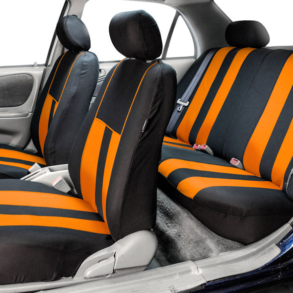 Striking Striped Seat Covers - Full Set Orange
