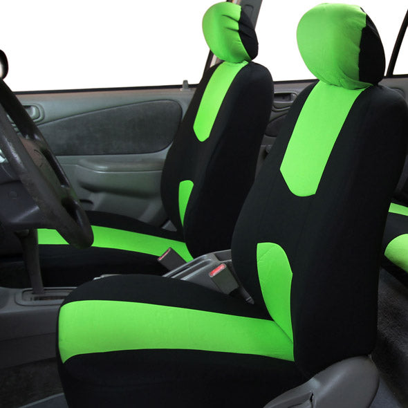 Flat Cloth Seat Covers - Front Set Green
