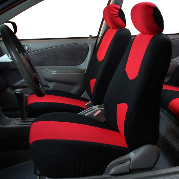 Flat Cloth Seat Covers - Front Set Red