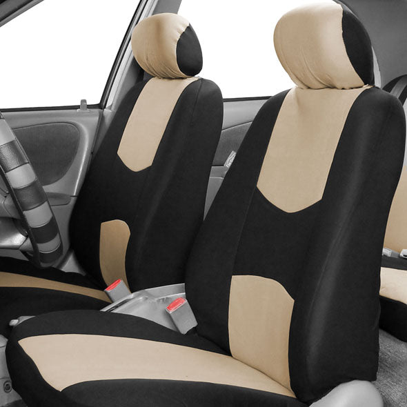 Multifunctional Flat Cloth Seat Covers - Front Set Beige